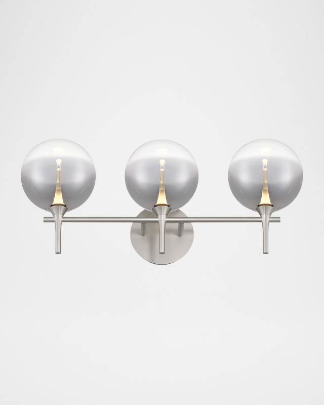 Lissa 24" 3-Light LED Vanity Light, Nickel/Smoke